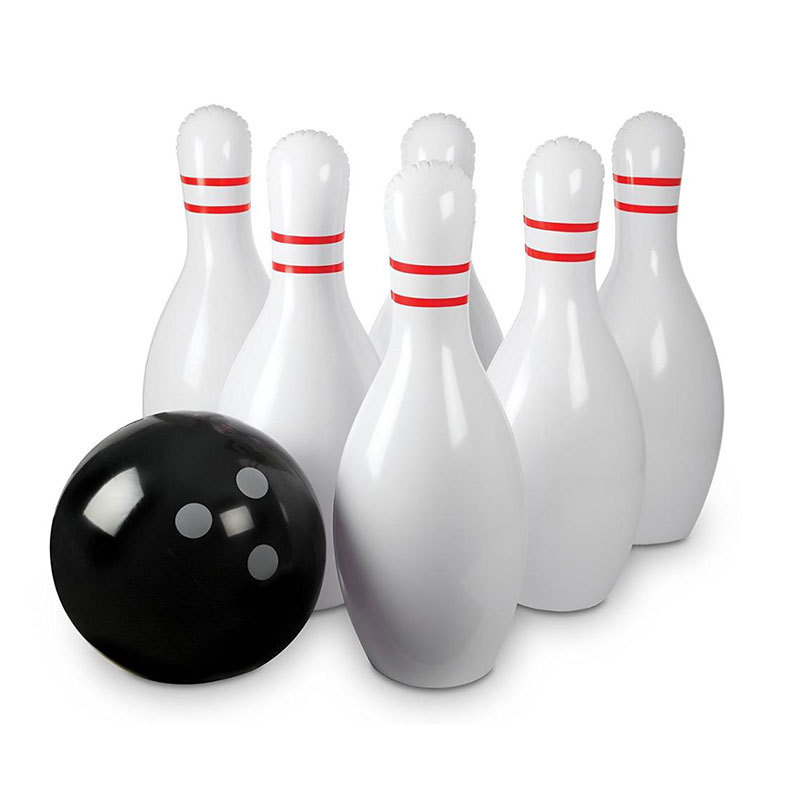 Надулният боулинг комплект включва една голяма топка и 6 надуваеми боулинг щифтове Jumbo Bowling Set игра за деца
